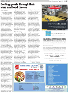 Authored Article - Nikhil Agarwal - Food and Beverage Magazine - August 2018 issue