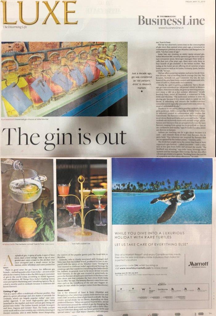 ATN - Gin Story - The Hindu Business Line Luxe - 31st May 2019 - Page 01